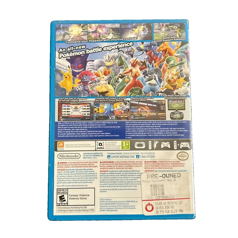 Pokémon Pokkén Tournament Nintendo Wii U 2016 Tested & Working